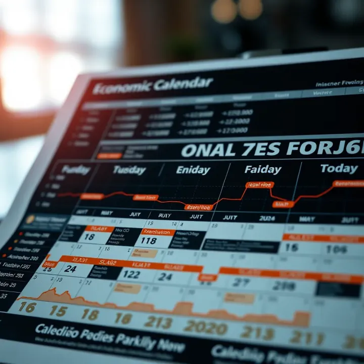 Detailed calendar showing various economic events and market indicators for investors