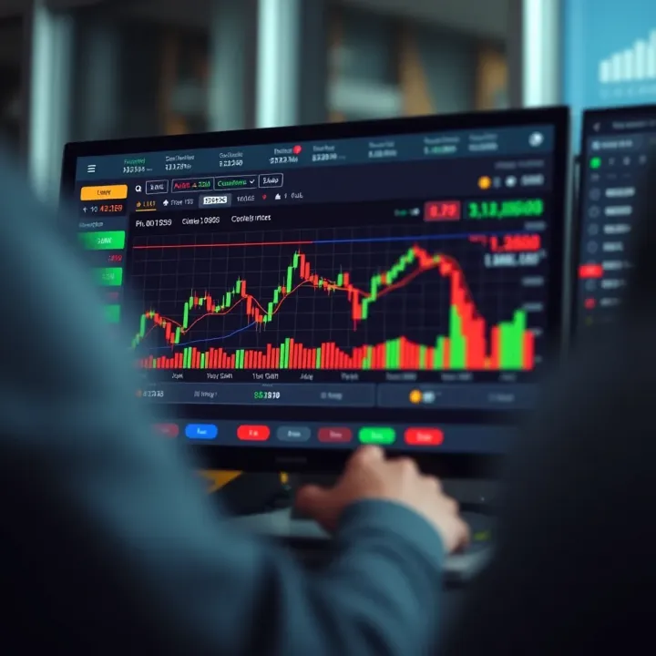 Graph displaying simulated stock market trading results within Clear demo platform