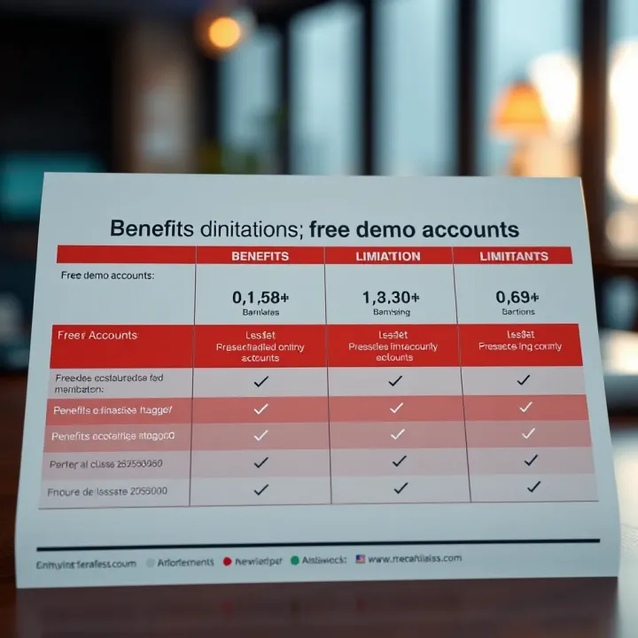 Comparison of Benefits and Limitations of Free Demo Accounts Comparison chart illustrating benefits and limitations of free demo accounts in finance