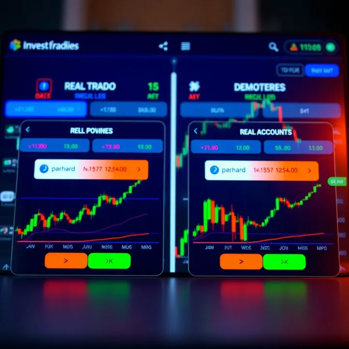 Visual comparison of real and demo accounts illustrating risk-free trading environment