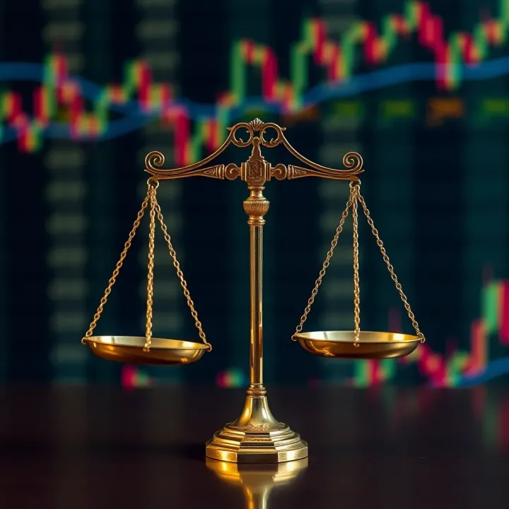 Illustration of risk and benefit scales balancing potential gains and losses in Forex copy trading