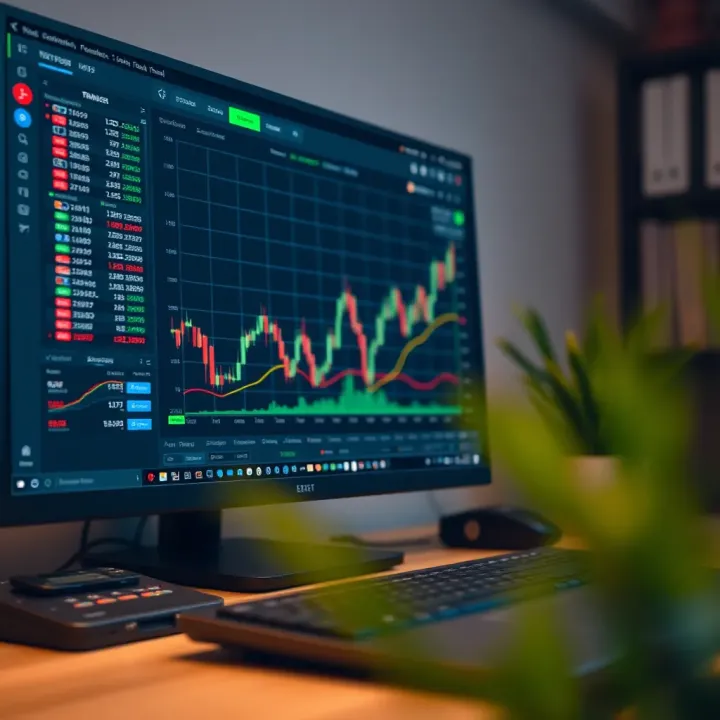 Desktop computer with trading platform interface and market data