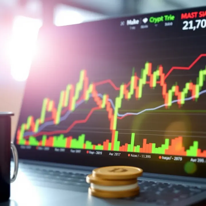 Digital chart showing cryptocurrency market trends and trading activity