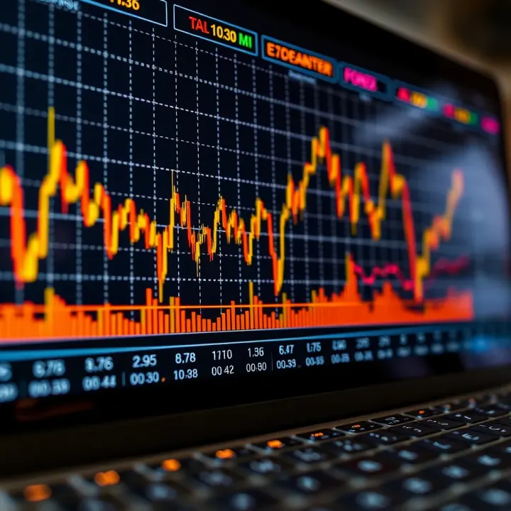 Currency Exchange Rate Trends and Market Analysis Graph depicting currency exchange rate fluctuations over time with trading indicators