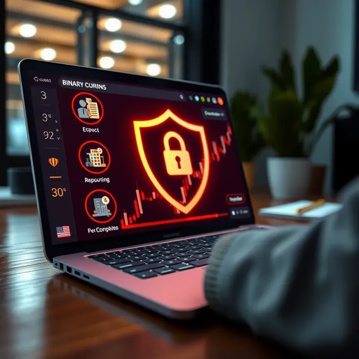 Visual representation of secure online learning with a digital course interface and safety icons