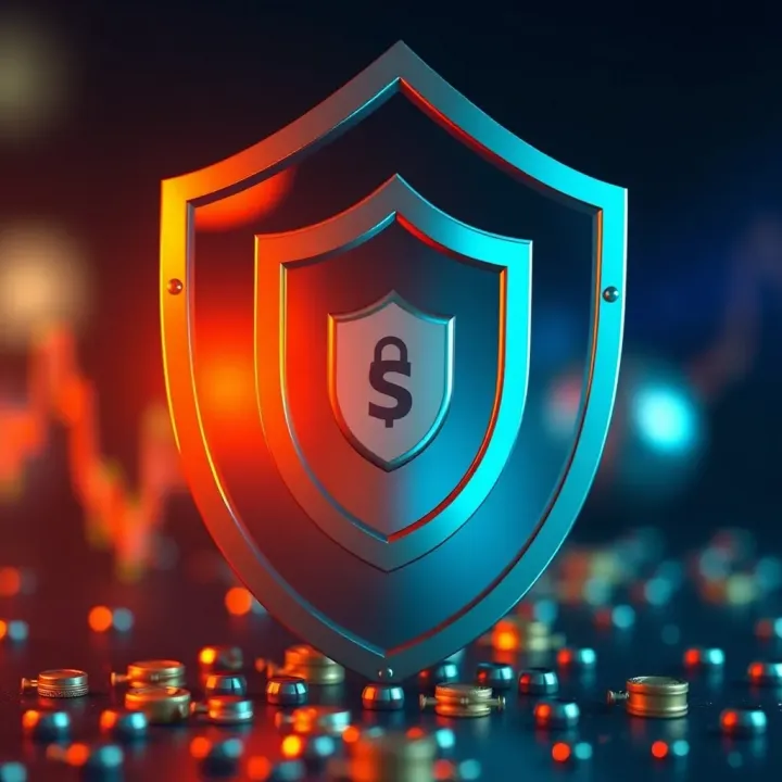 Secure Investment Shield Representing Safe Trading Practices Illustration of a secure investment shield symbolizing safe binary options trading practices