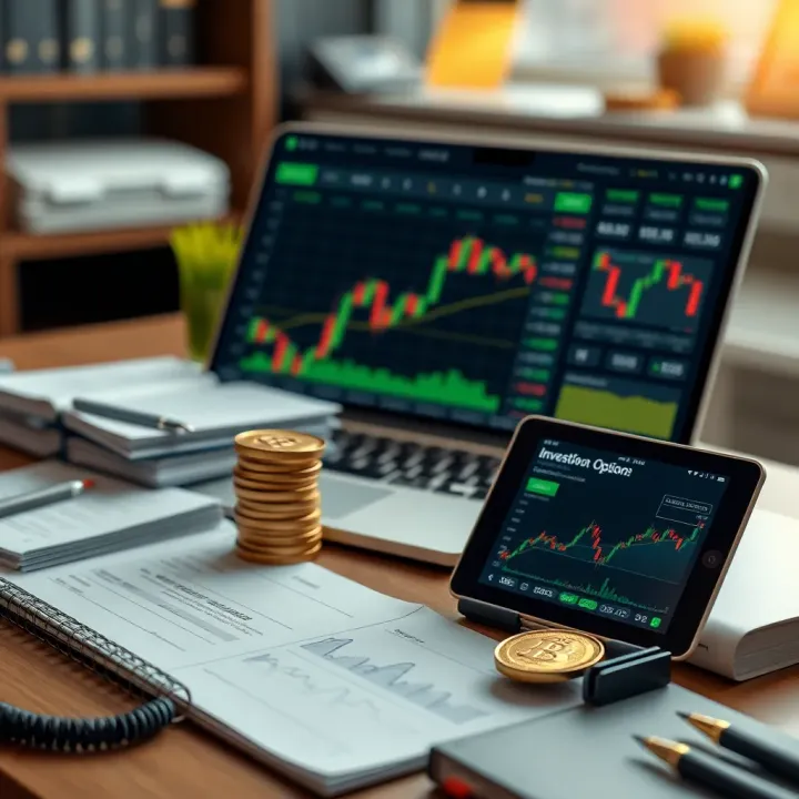 Effective Binary Options Investment Strategies and Learning Resources Visual representation of investing strategies with digital financial tools and educational materials