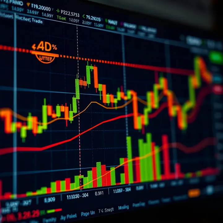 Graphical representation of price action trading with candlestick patterns and trend lines on a financial chart