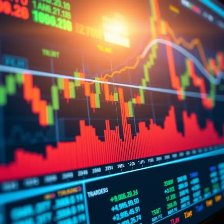 Graph showing upward trend on digital trading platform