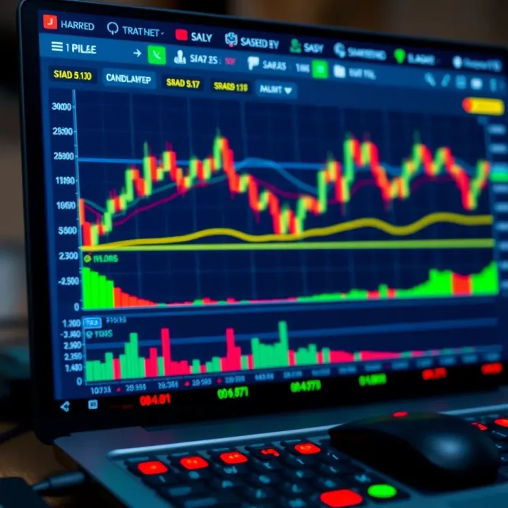 Interface of a day trading application showing stock charts and trading tools