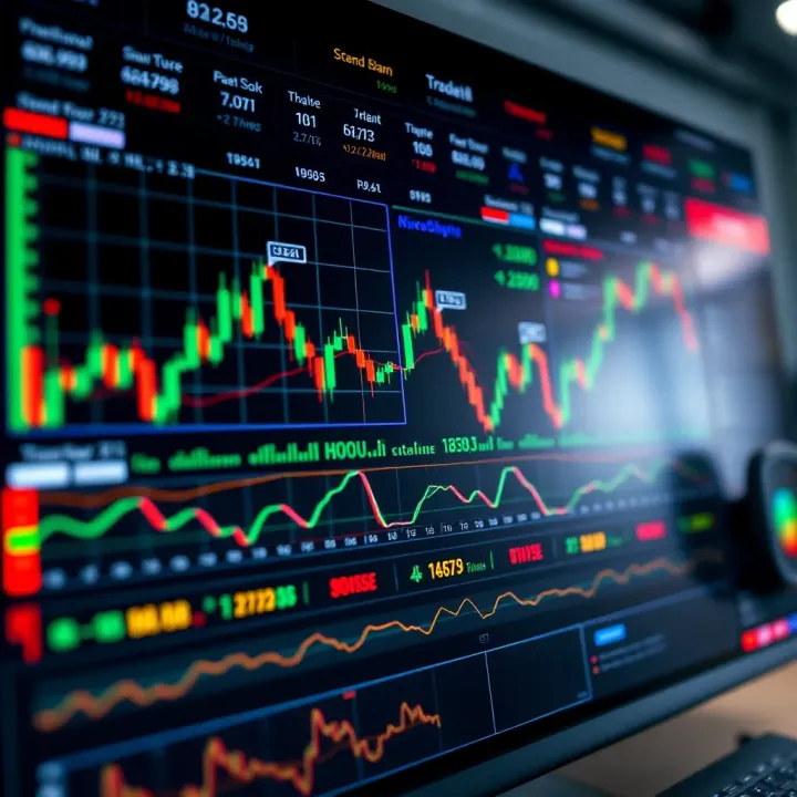 Dashboard of trading tools including charts, technical indicators, and order book for cryptocurrency market