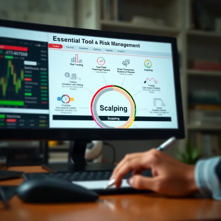 Diagram illustrating key tools and risk management techniques for scalping