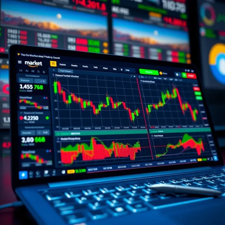 Interface of a free demo trading account showing charts and market data