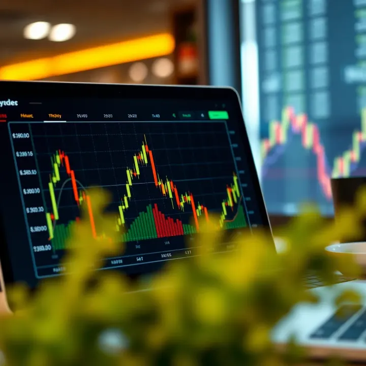 Graph showing simulated trading performance on a digital platform without financial risk