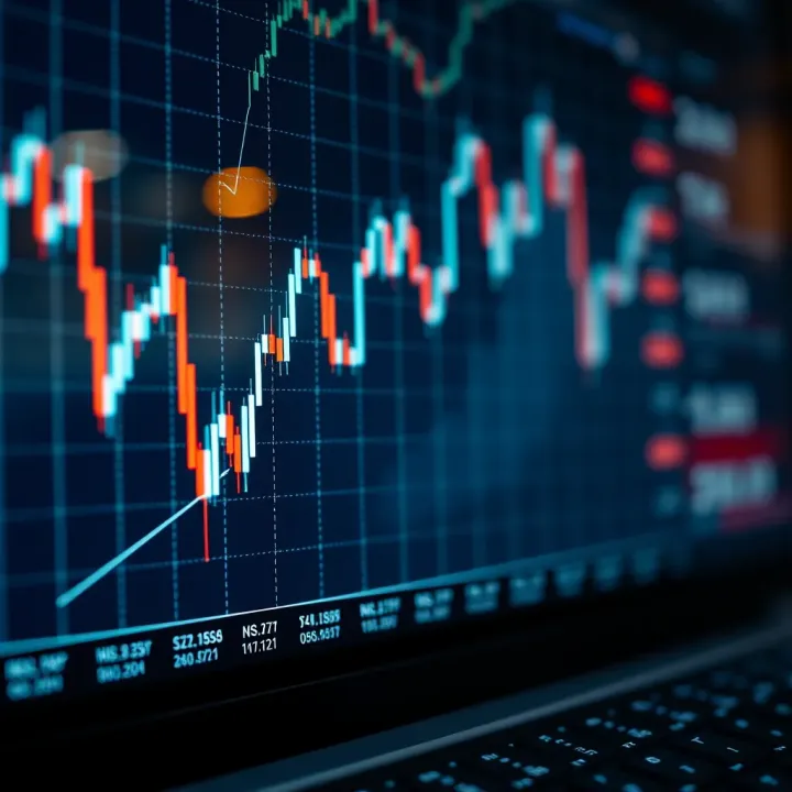 Graph showing market trends with upward and downward movements indicating market analysis
