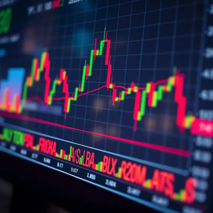 Chart displaying fluctuating stock prices with highlighted risk management zones