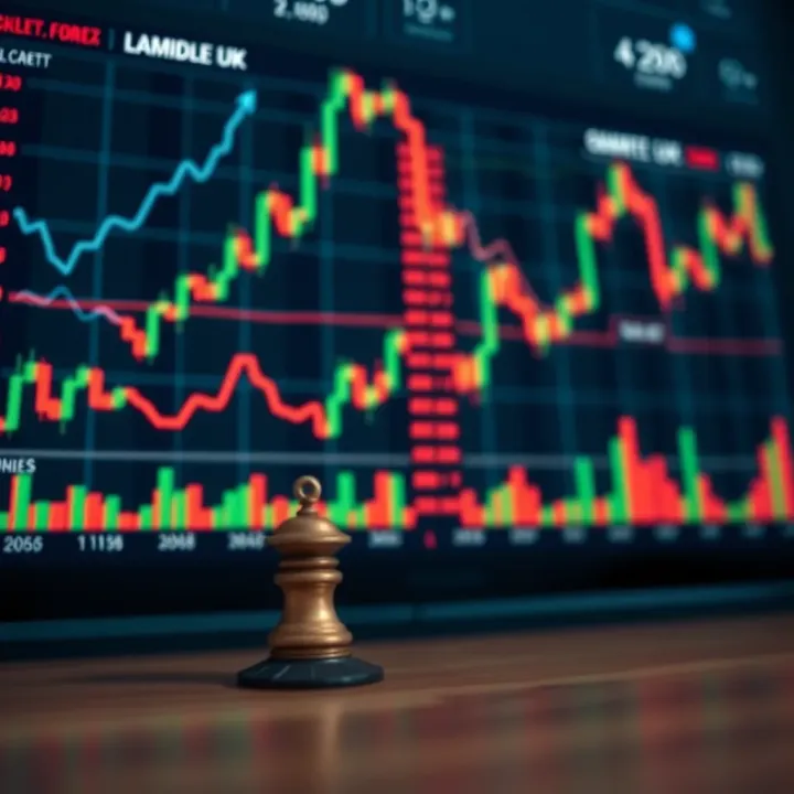 Chart showing Forex market strategies with risk management elements and financial growth indicators