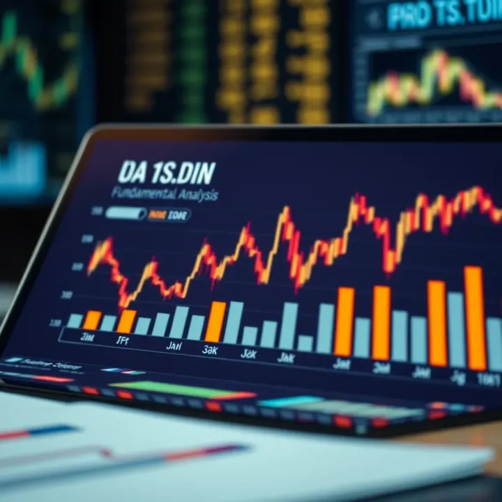 Visualization of fundamental analysis concepts including economic data and company performance