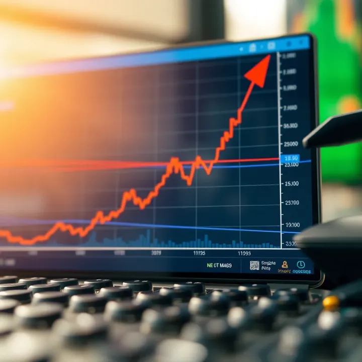 Graph showing upward trend in binary options trading success