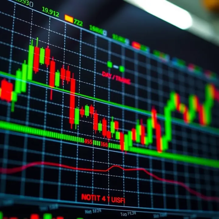 Graph showing financial market trends and trading activity