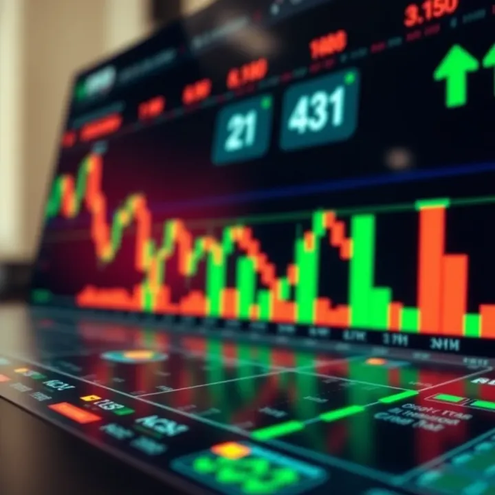 Graphic displaying binary options trading concepts with charts and financial data