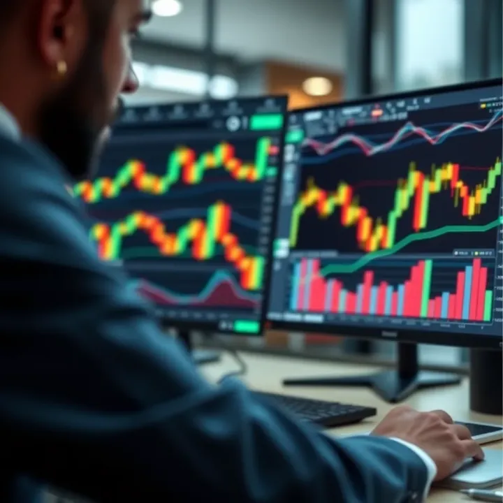 Illustration of financial charts and graphs representing strategy testing in demo trading environment
