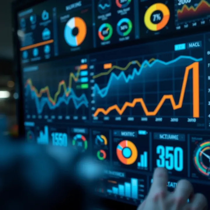 Business analysis displaying market trends and growth strategies on digital dashboard