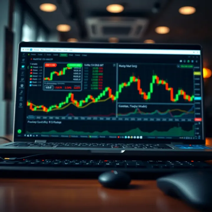 Dashboard showing market analysis tools and risk management features for short-term trades