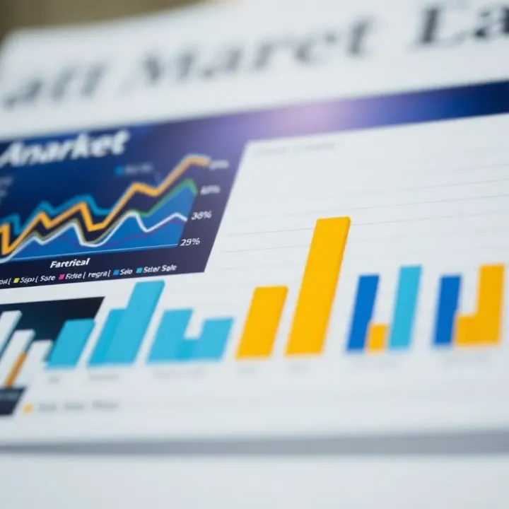Graph showing market data analysis with charts and target audience segmentation