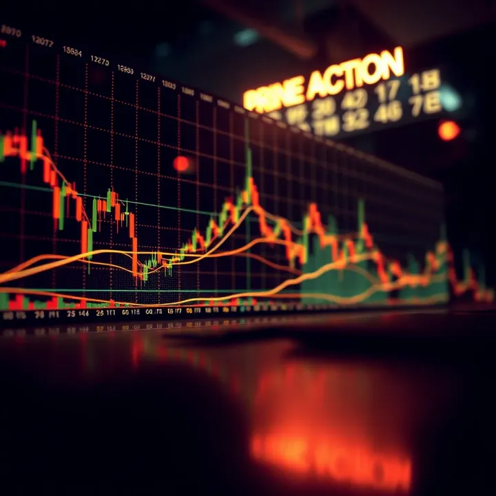 Line chart depicting market trends highlighting key price action points and trading signals