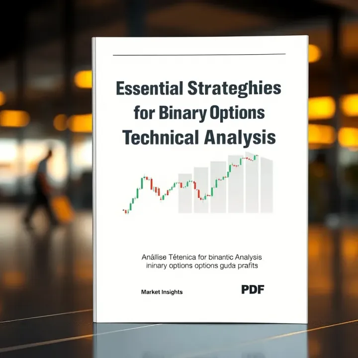 Cover page of a PDF guide featuring essential strategies and tools for binary options technical analysis