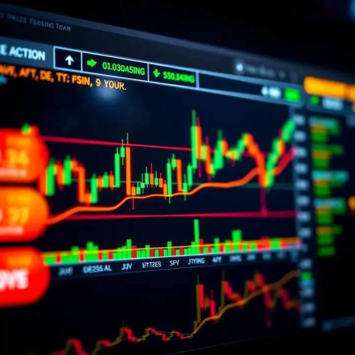 Chart displaying price movements with candlestick patterns to illustrate price action trading
