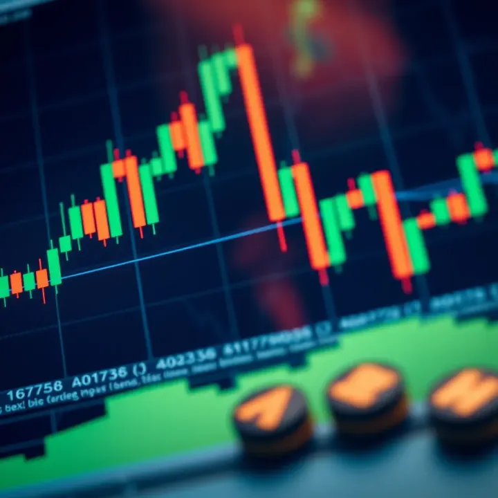 Candlestick chart showing price movement patterns used in Price Action trading