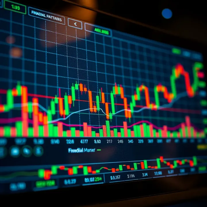 Candlestick chart showing distinct price action patterns used in financial market analysis