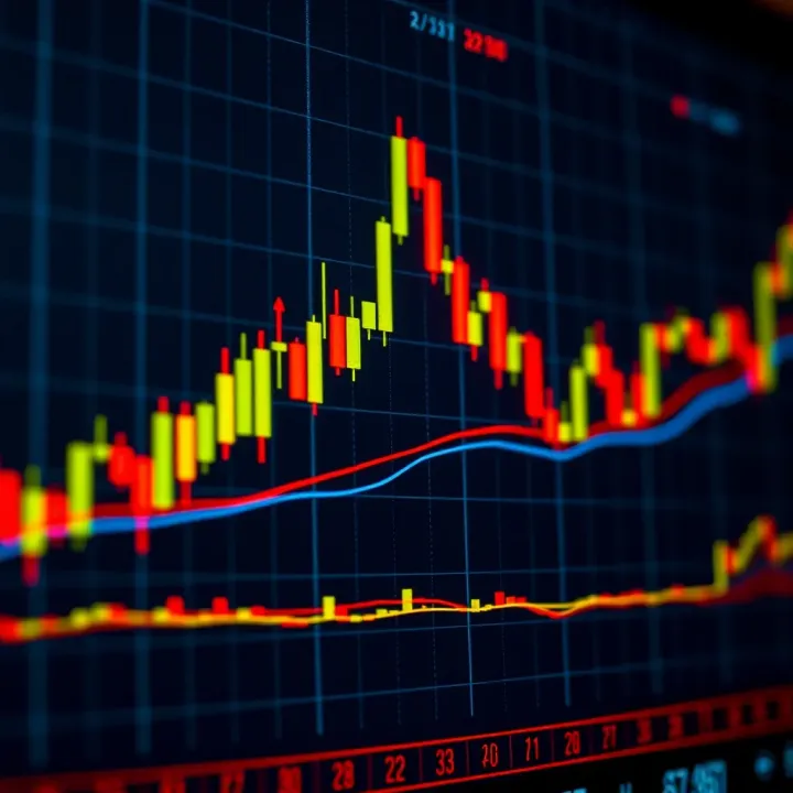 Candlestick chart showing price movement patterns in financial trading