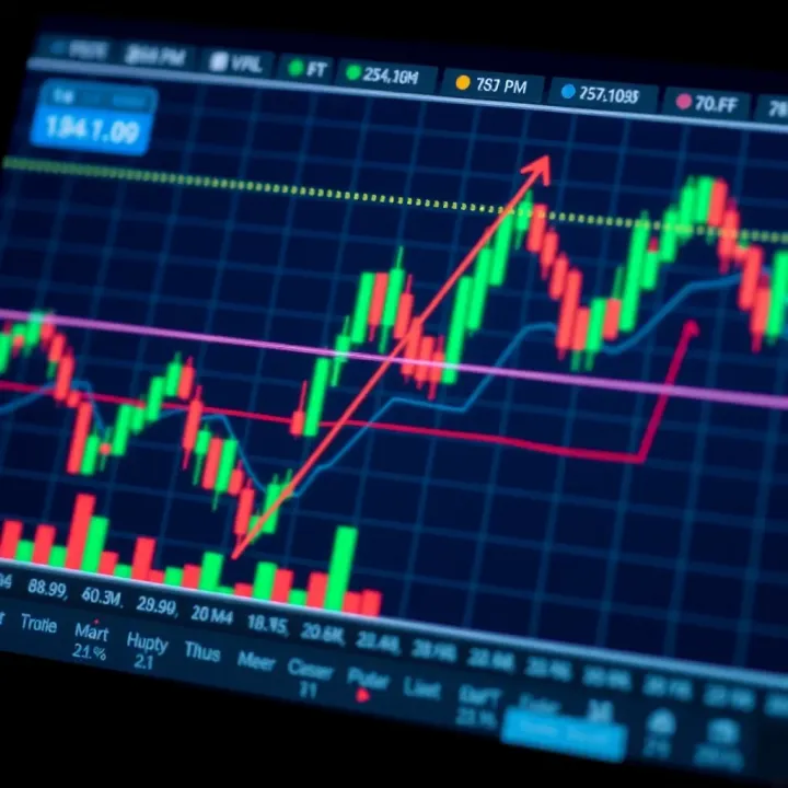 Technical analysis chart displaying triangle formation signaling market consolidation