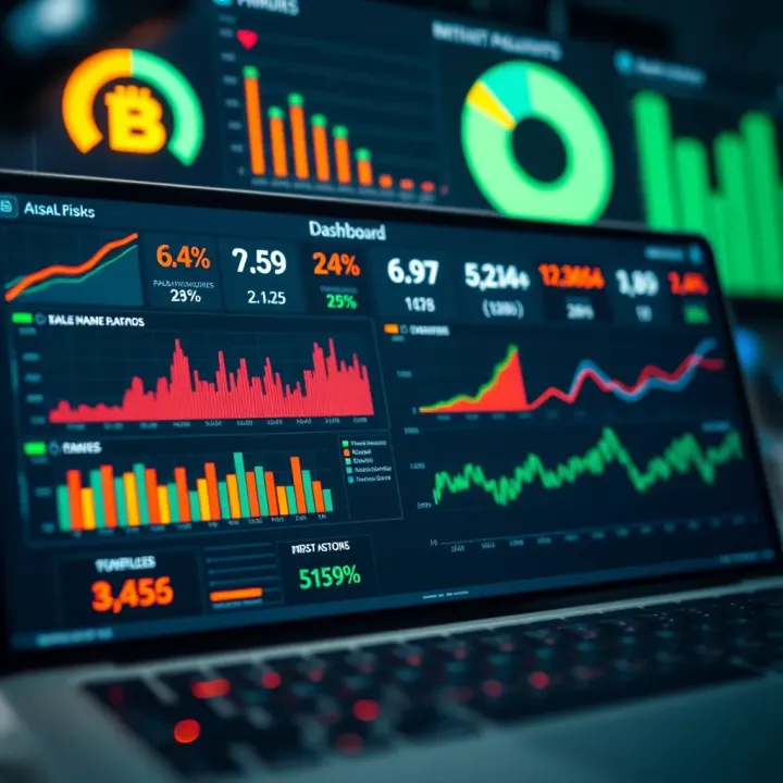 Dashboard displaying data analytics and risk assessment metrics for companies