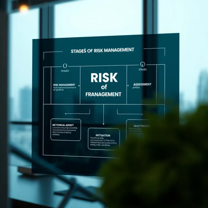 Diagram illustrating the key stages of risk management including identification, assessment, and mitigation