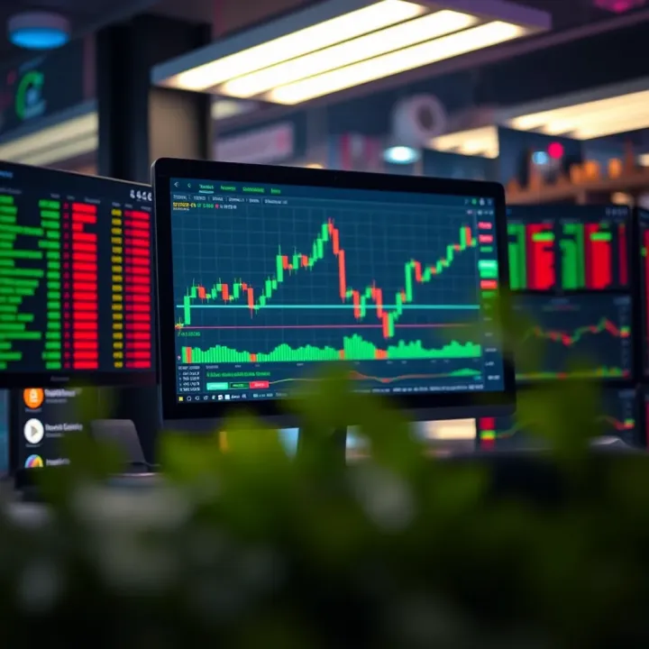 Automated binary options trading software interface displaying market data and trading signals