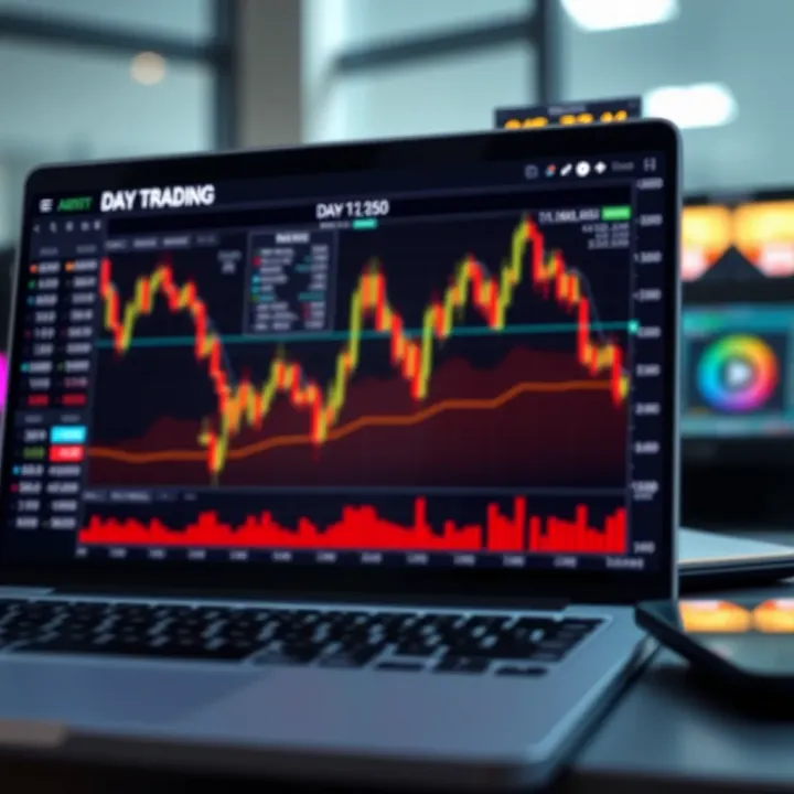 Graph showing simulated trading performance with various financial indicators