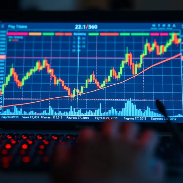 Graph displaying rapid binary options trading trend lines with key indicators over short time intervals