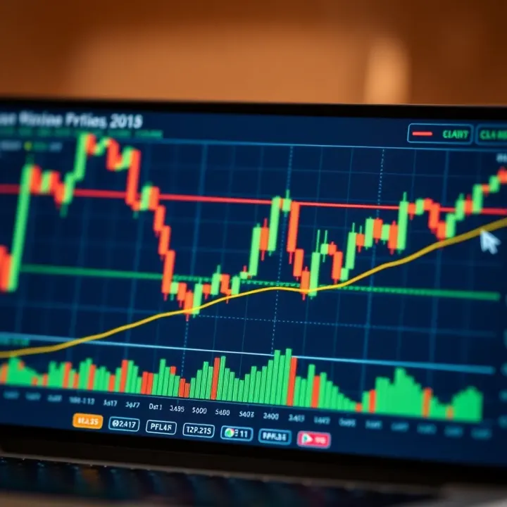 Chart displaying candlestick patterns and technical indicators for binary options trading