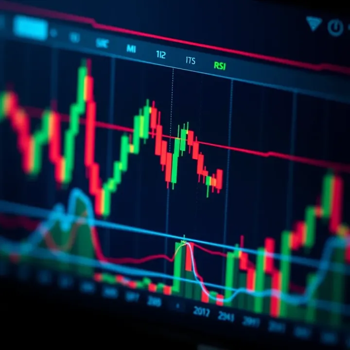 Technical indicators such as moving averages and RSI displayed on a binary options trading chart