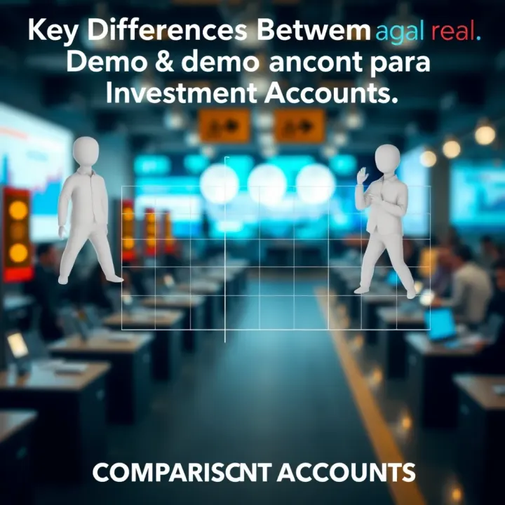 Comparison chart illustrating key features and differences between demo account and real account in investment platforms