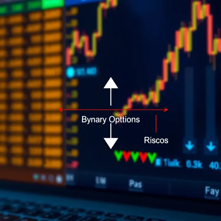 Diagram illustrating the concept of binary options trading with arrows indicating potential profit or loss