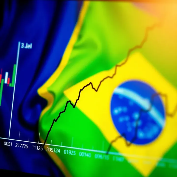 Graph showing binary options market trends with Brazilian flag background