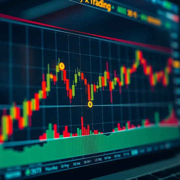 Graph showing cryptocurrency price fluctuations over a trading day with highlighted buy and sell points