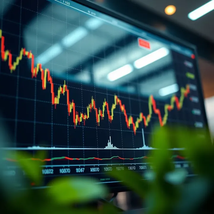 Graph showing rapid stock price changes during a trading day