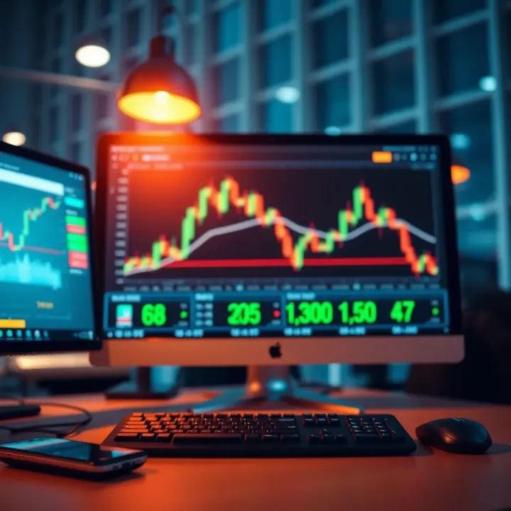 Illustration showing virtual trading on a demo account with simulated funds on a computer screen
