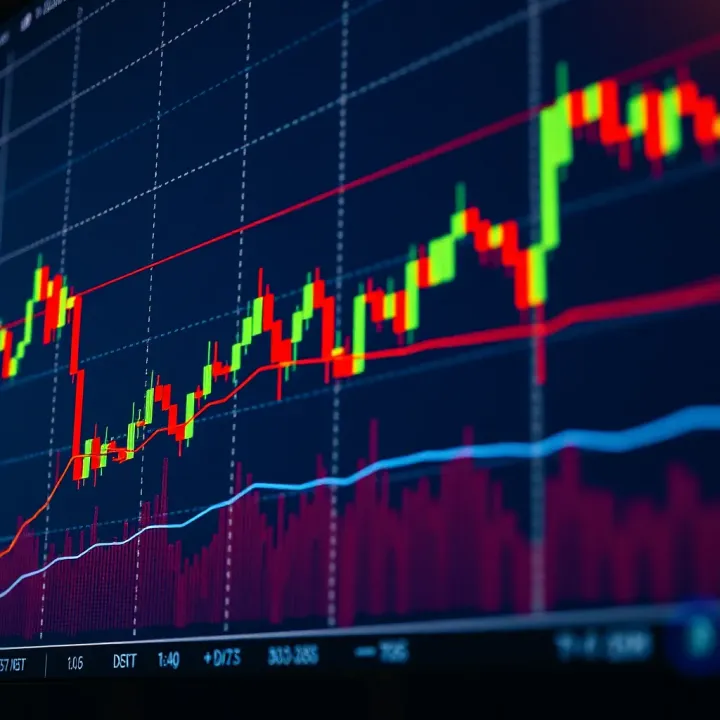 Candlestick chart showing price movements with key patterns highlighted for trading analysis